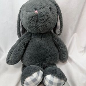 Fao Gray Plush Bunny Toy 20 inch with checkered ears and feet